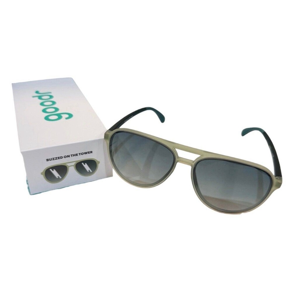 Goodr Mach G Polarized Sunglasses “Buzzed on the Tower” Green w/Box & Bag New
